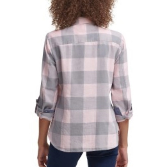 NWT Tommy Hilfiger Heritage Pink/Gray Plaid Button Up - Picture 5 of 5